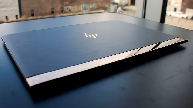 As for other fun “whoa cool” features, the Spectre also comes with a three USB Type-C ports, placed in the chromed-out bar on the back (above), two of which support Thunderbolt for fast data connection speeds.